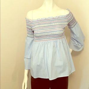 Off the shoulder smocked top